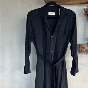 Buck Mason NWT soft black silken twill studio Button-Up Shirt Dress